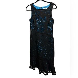 Nue by Shani Black and Blue Cutout Midi Dress size 2